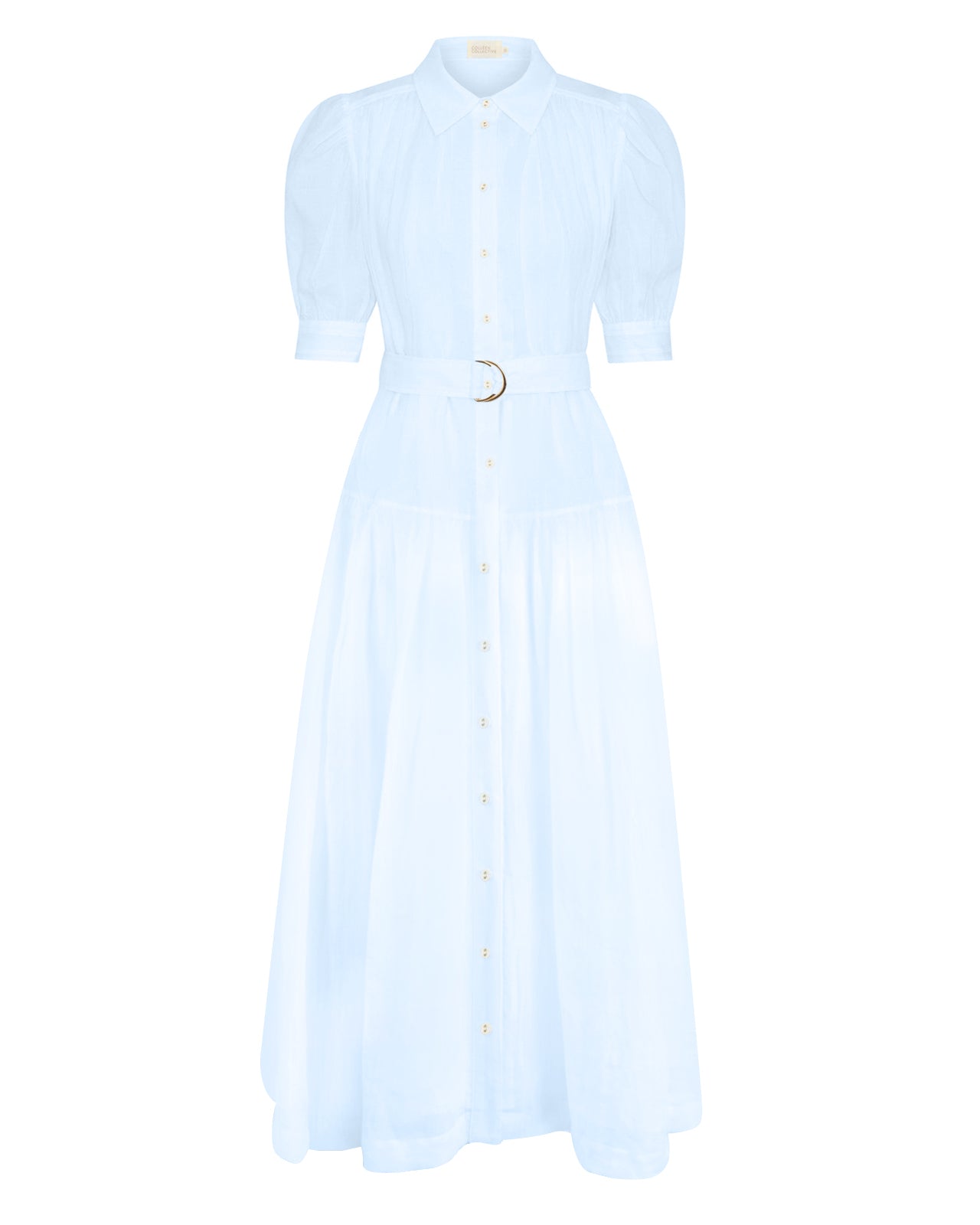 Faye Powder Blue Ramie Midi Shirt Dress Ghost