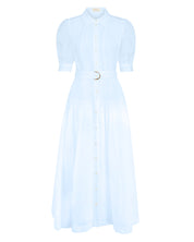 Faye Powder Blue Ramie Midi Shirt Dress Ghost