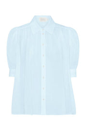 Faye Top Ramie Powder Blue Ghost