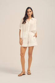 Faye White Sheer Ramie Top Front