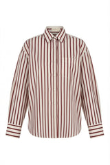 Vita Long Sleeve Shirt - Cream & Maroon Stripe