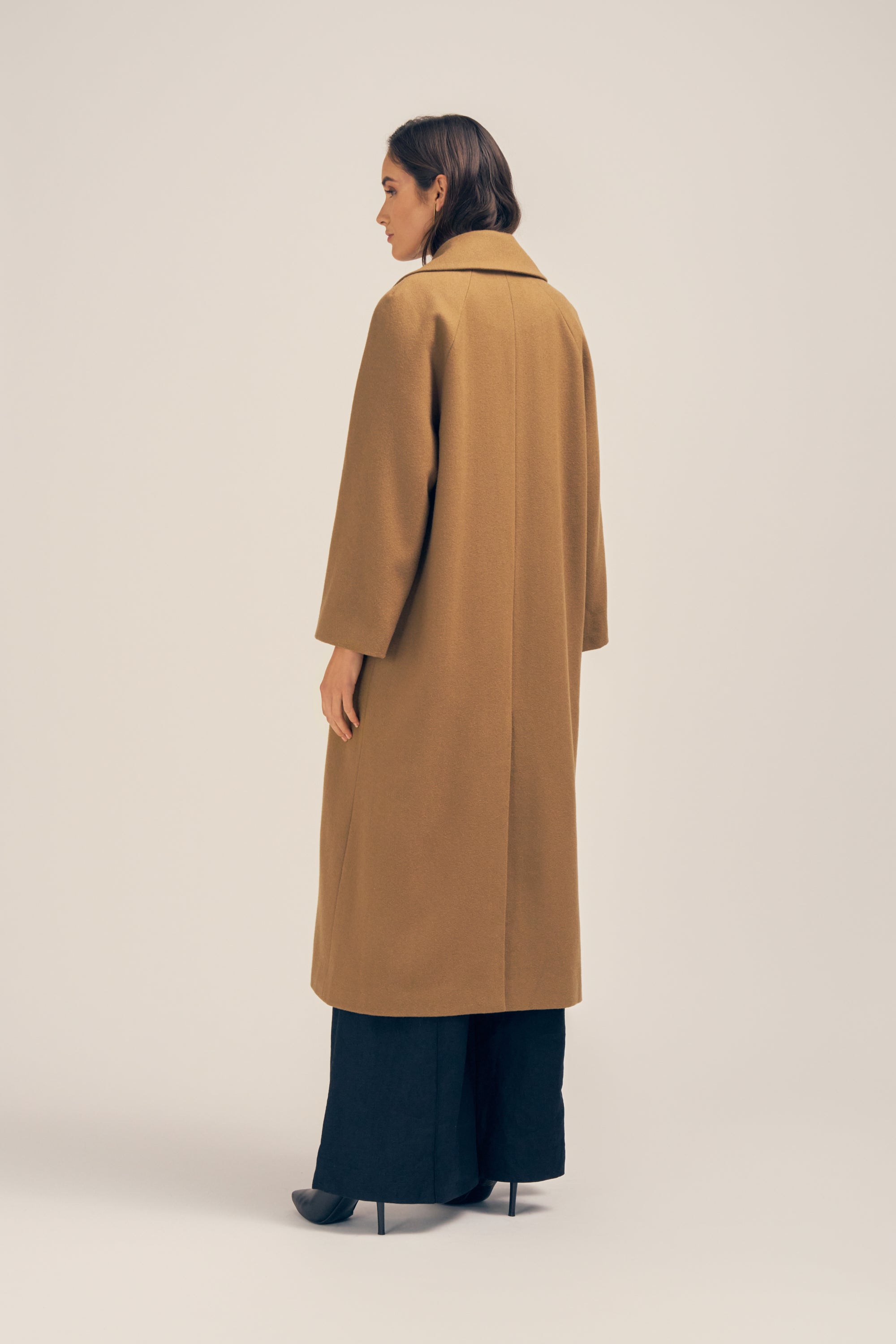 Haven Oversized Camel Wool Coat Back