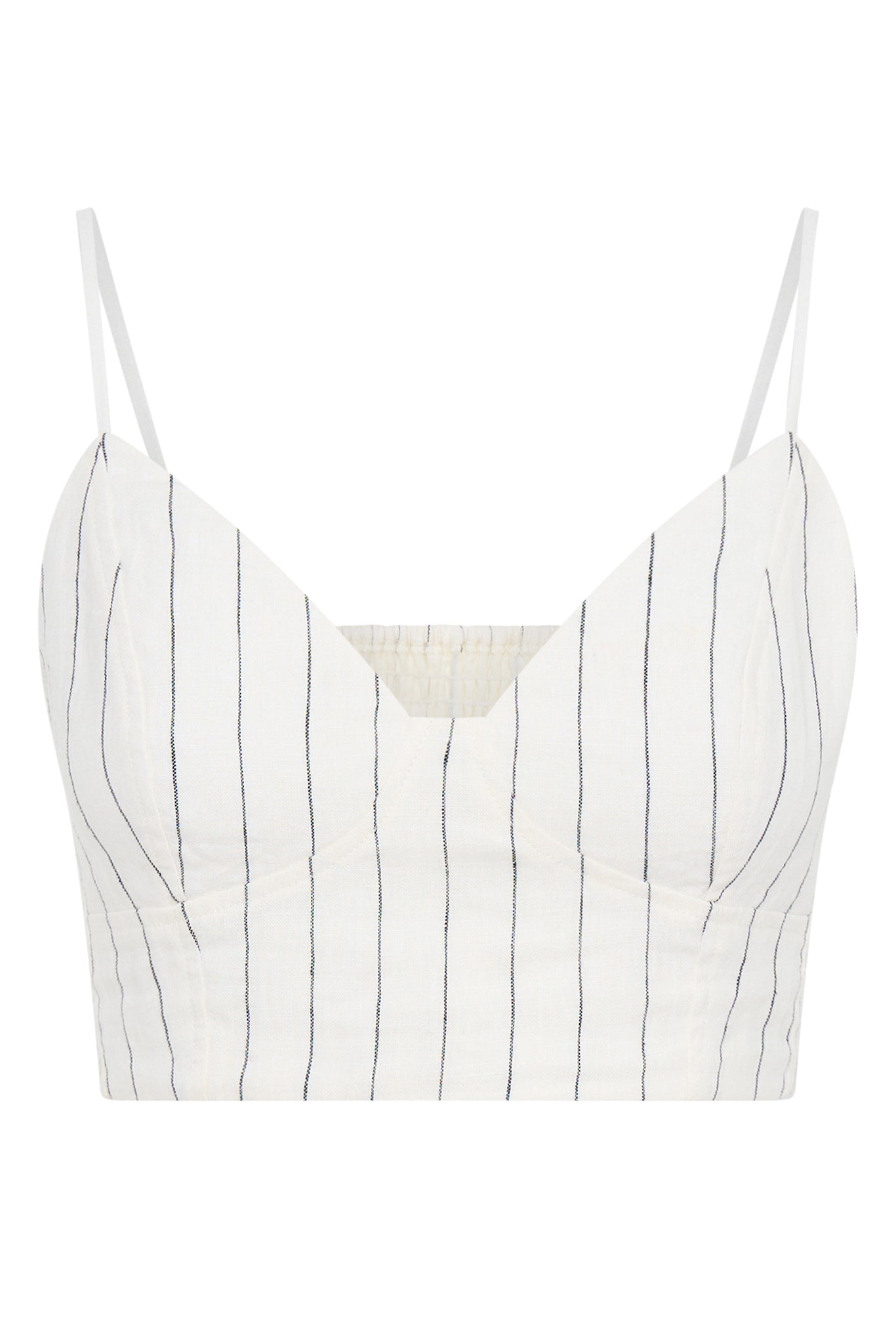 Isla Linen White and Black Stripe Crop Top