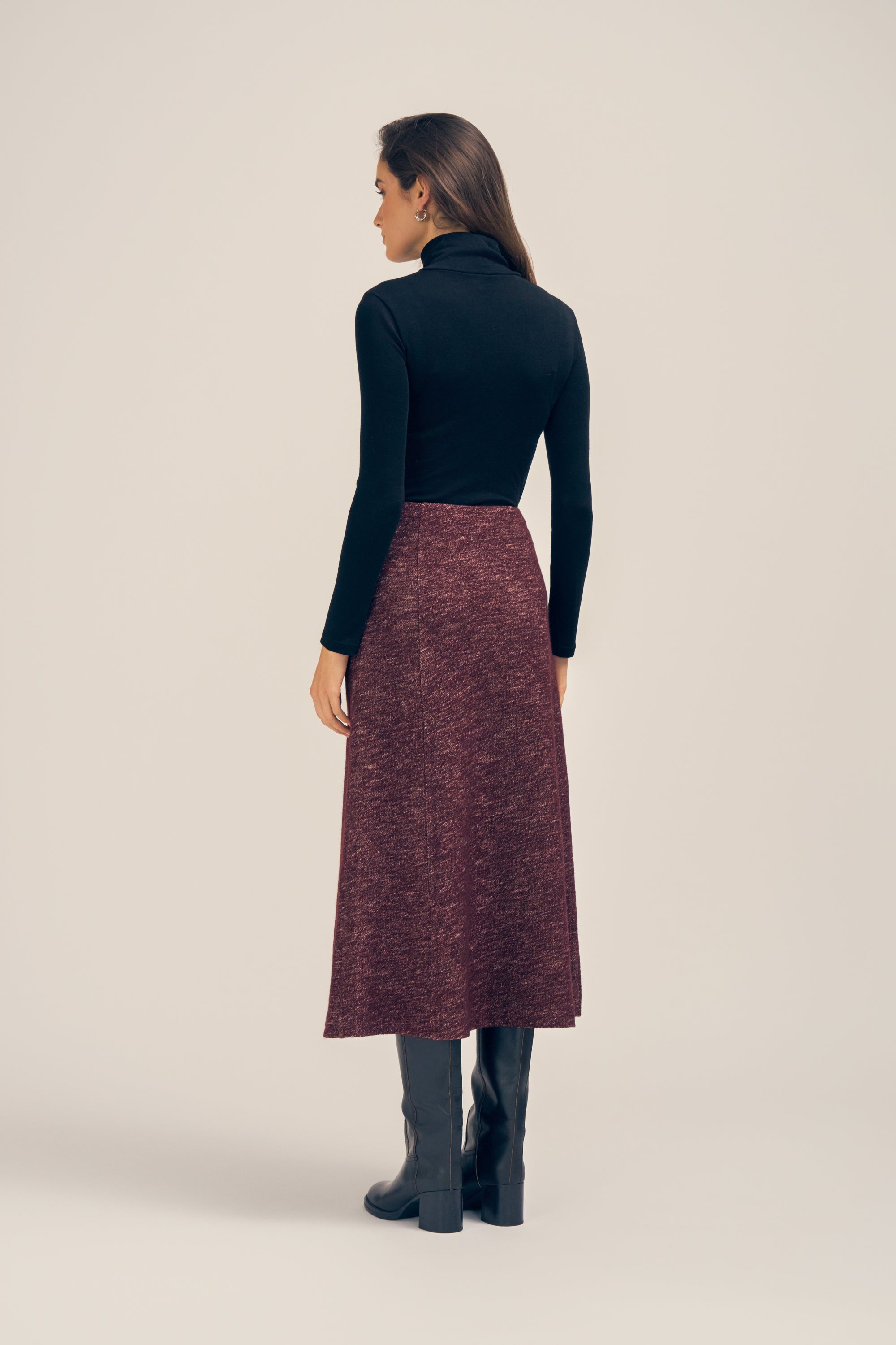 Kallan Merino Wool Turtleneck Top Black Back