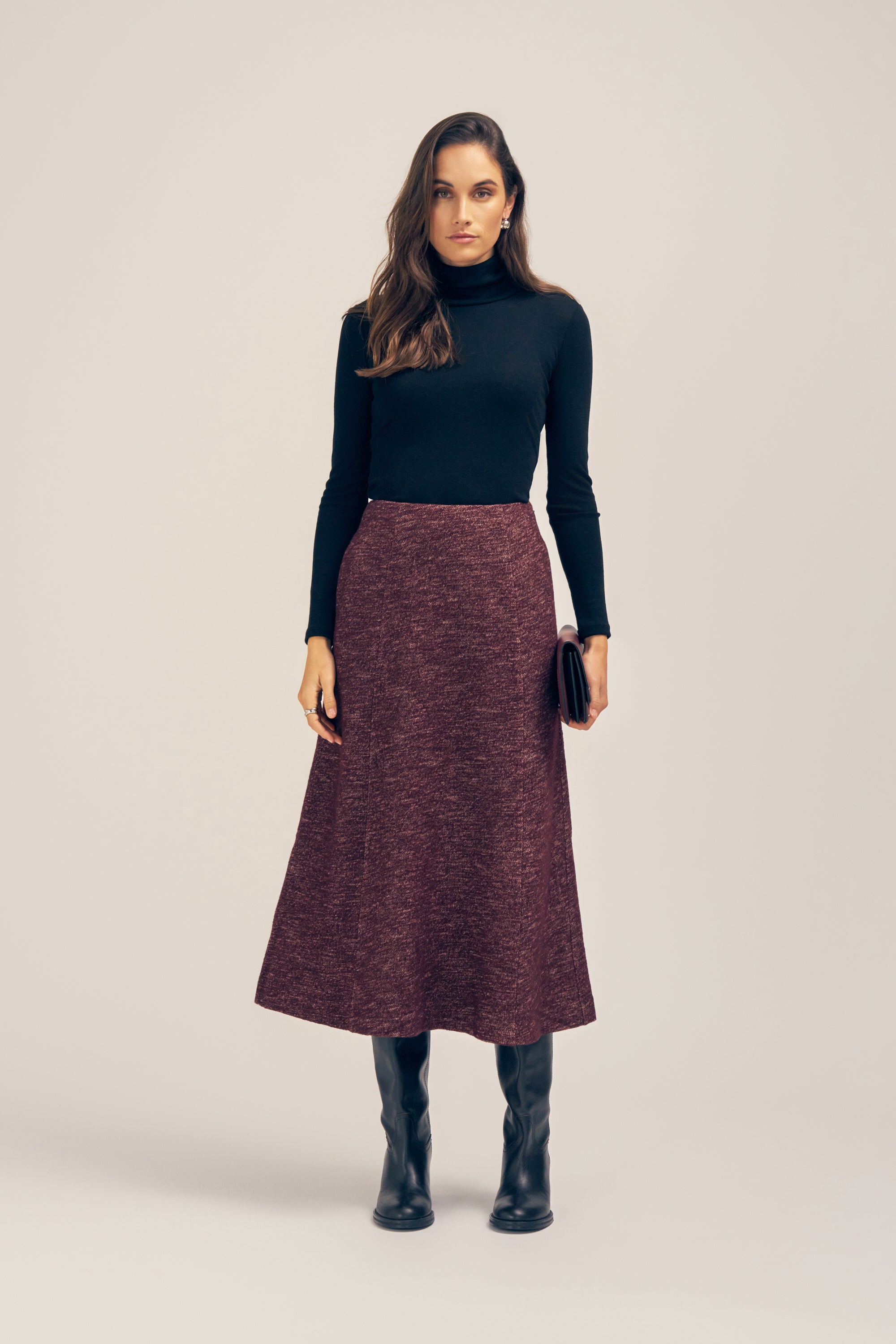 Kallan Merino Wool Turtleneck Top Black Front