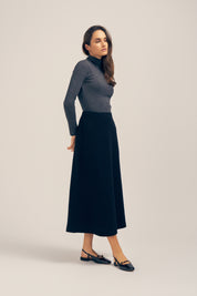 Kallan Merino Wool Turtleneck Top Dark Grey Marle Side