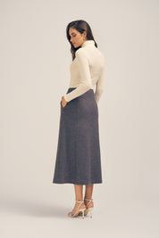 Kallan Merino Wool Turtleneck Top Ivory Back