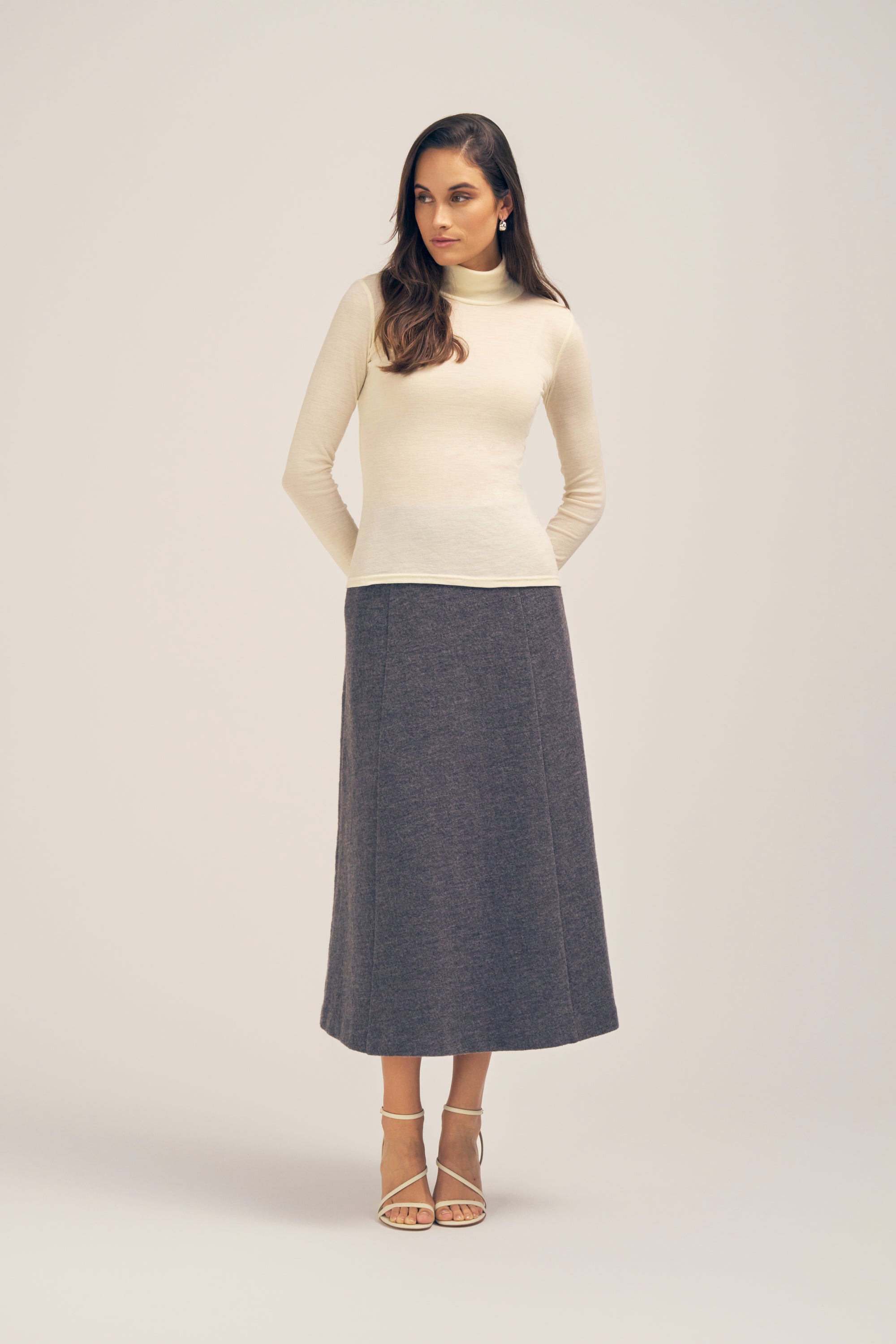 Kallan Merino Wool Turtleneck Top Ivory Untucked