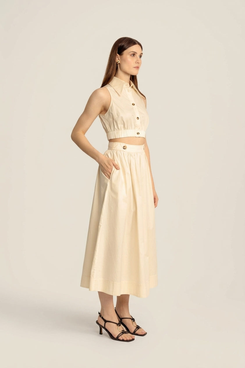 Lillian Midi Skirt - Cream