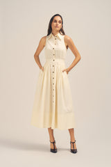 Lillian Midi Shirt Dress - Cream