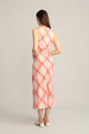 Lumina Linen Midi Dress - Strawberry Plaid
