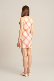 Lumina Linen Mini Dress - Strawberry Plaid