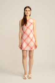 Lumina Linen Mini Dress - Strawberry Plaid