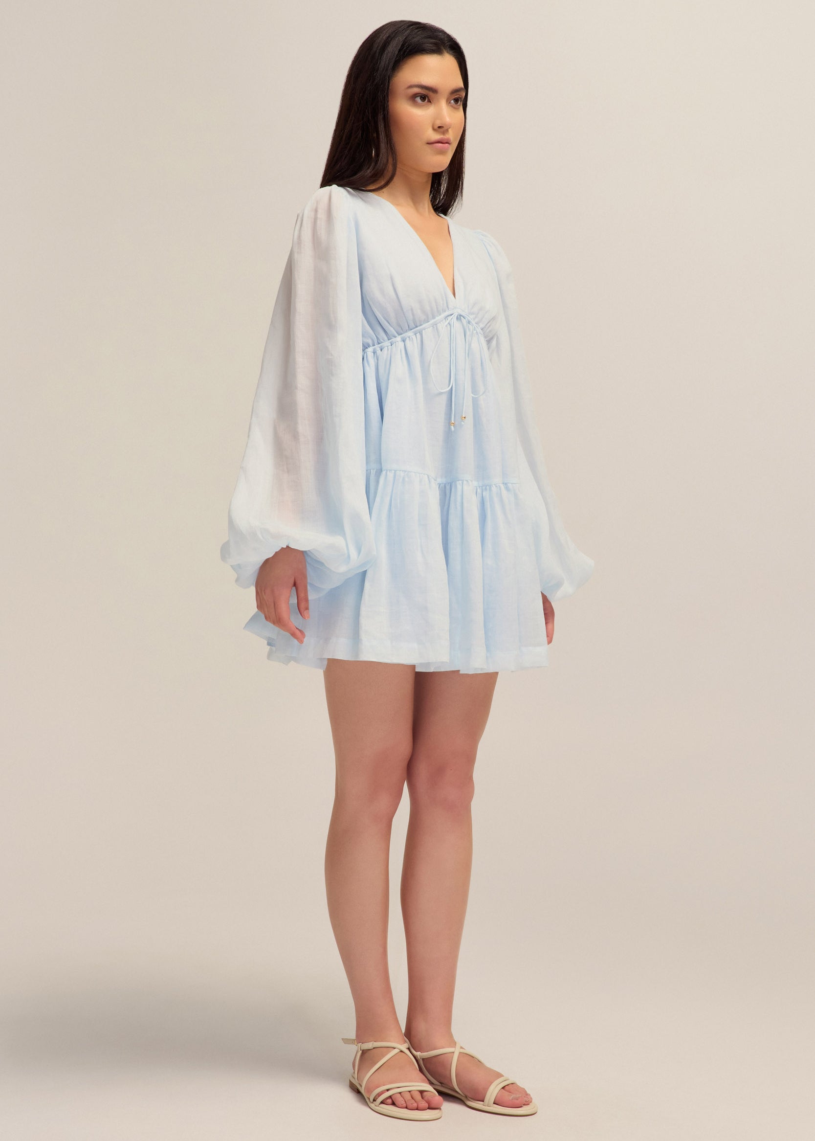Petal Mini Ramie Light Blue Dress