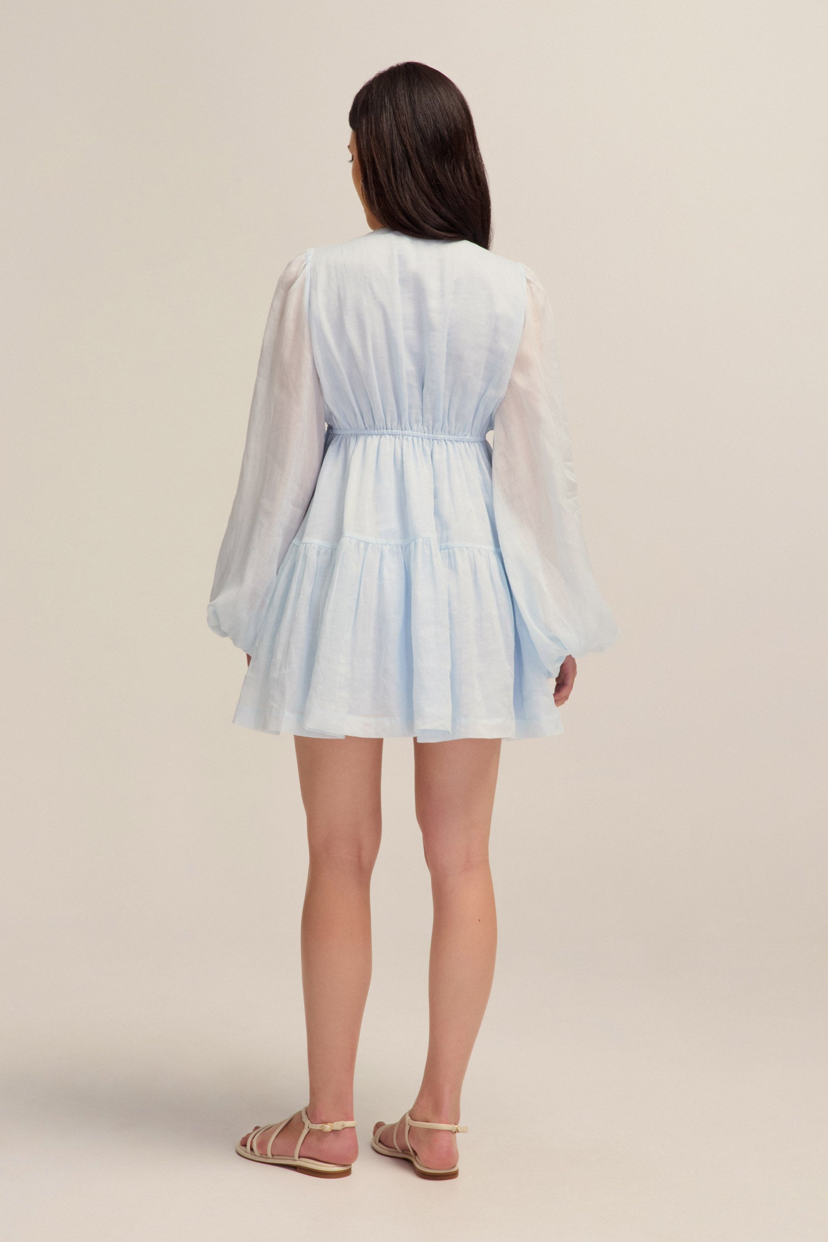 Petal Mini Ramie Light Blue Dress