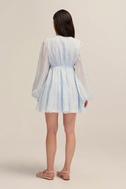 Petal Mini Ramie Light Blue Dress