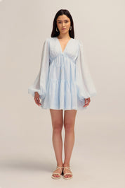 Petal Mini Ramie Light Blue Dress