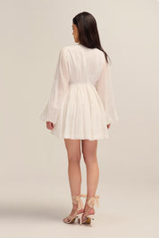 Petal Mini Ramie White Dress Back