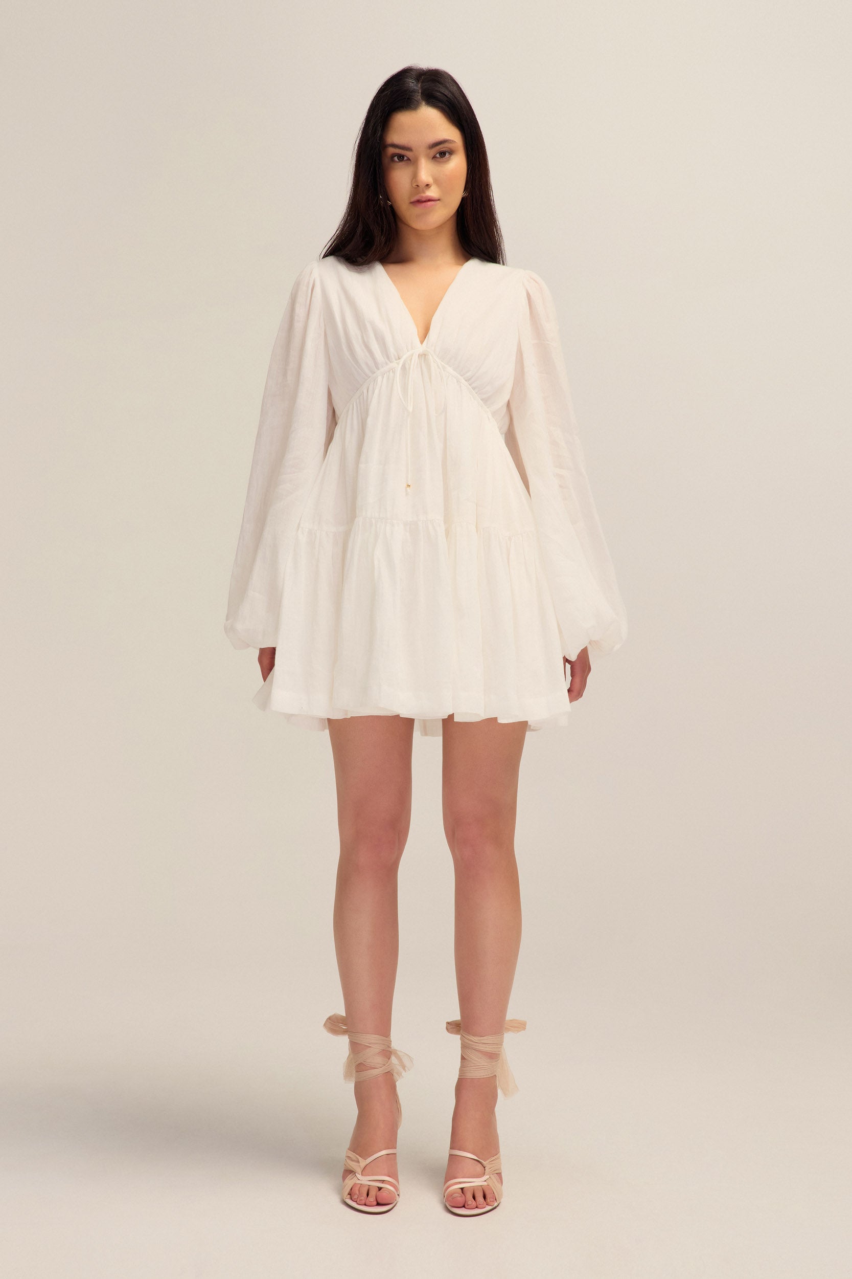 Petal Mini Ramie White Dress