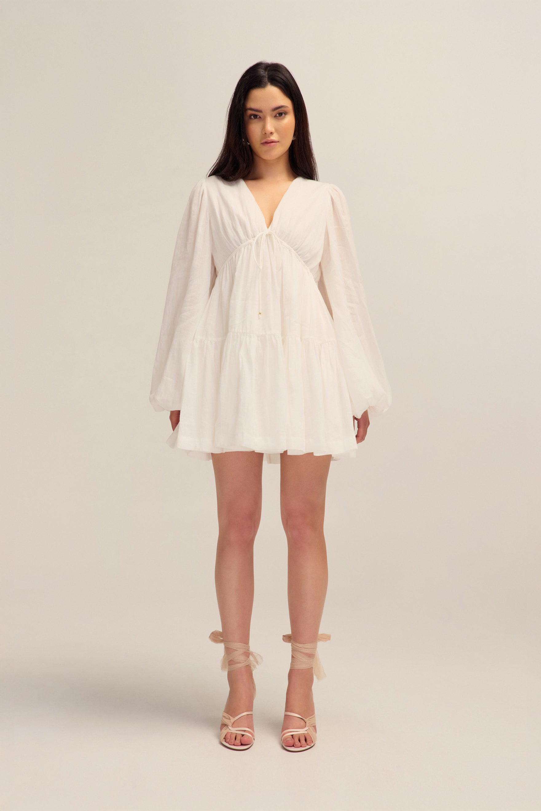 Petal Mini Ramie White Dress