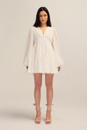 Petal Mini Ramie White Dress