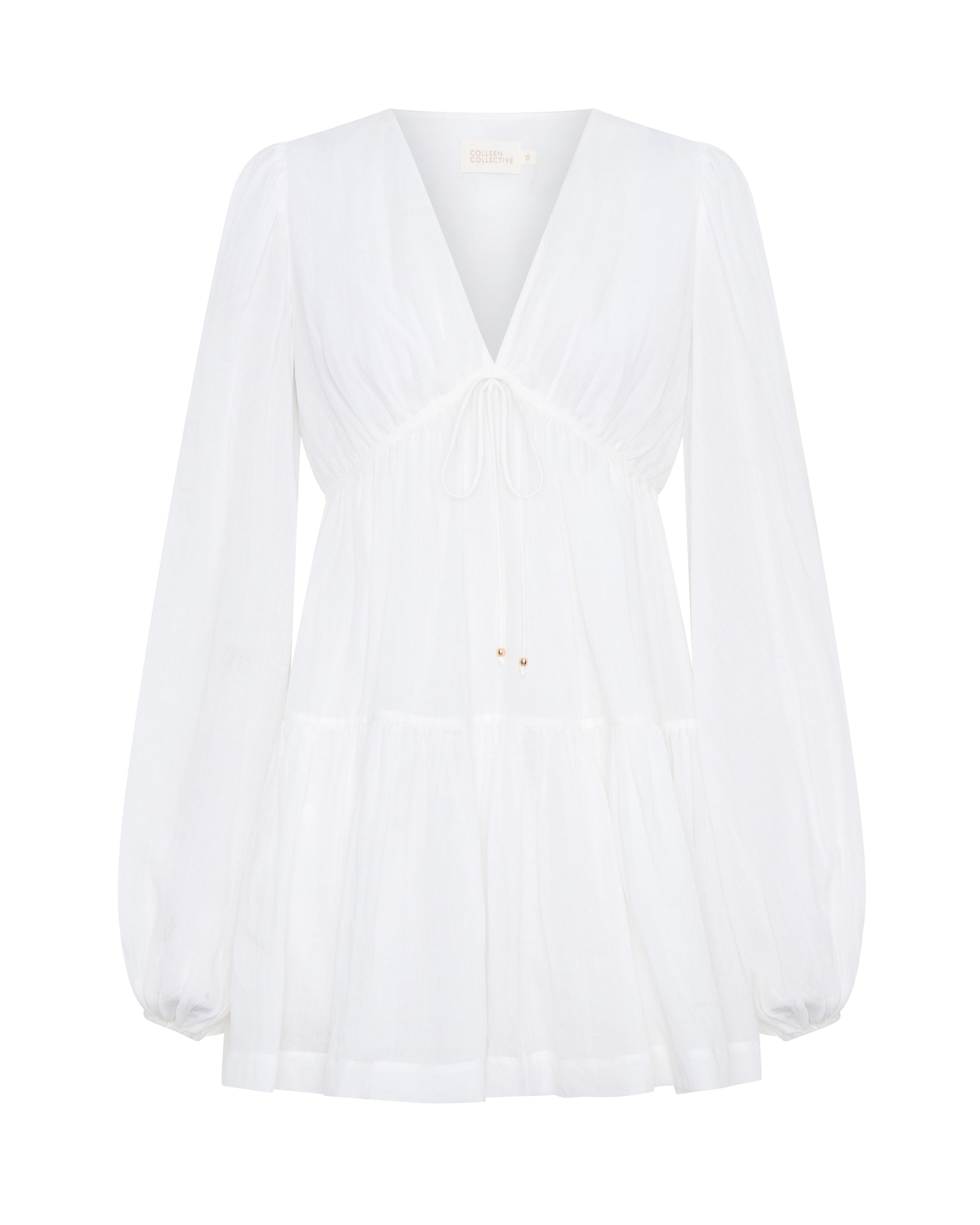 Petal Mini Ramie White Dress