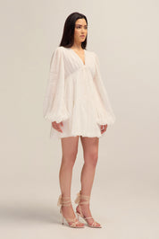 Petal Mini Ramie White Dress
