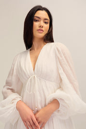 Petal Mini Ramie White Dress Sleeve