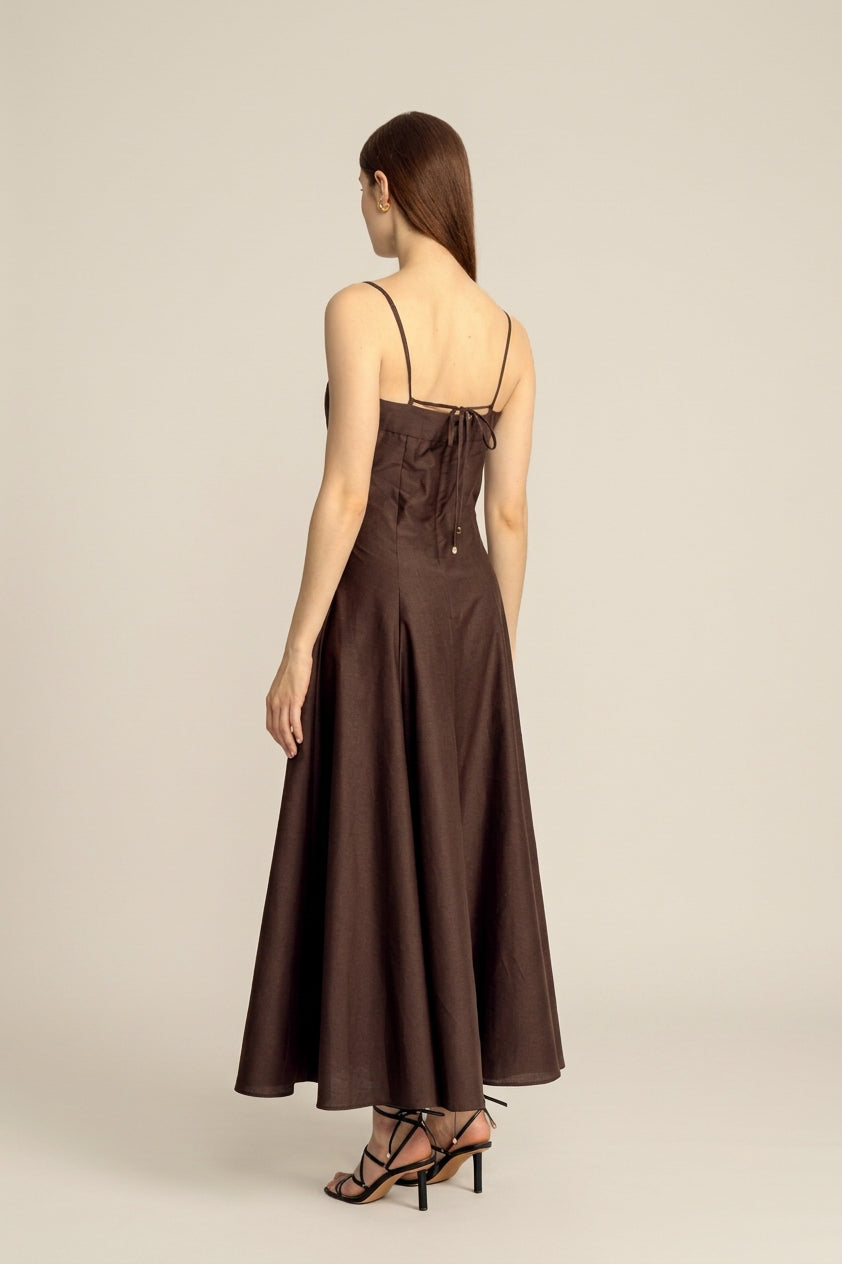 Reverie Petite Silk Cotton Maxi Dress - Espresso