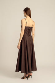 Reverie Petite Silk Cotton Maxi Dress - Espresso