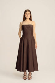 Reverie Petite Silk Cotton Maxi Dress - Espresso