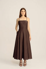 Reverie Petite Silk Cotton Maxi Dress - Espresso