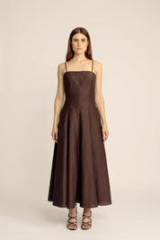 Reverie Silk Cotton Maxi Dress - Espresso