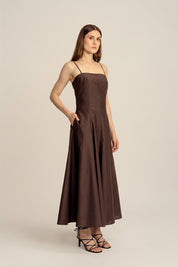 Reverie Silk Cotton Maxi Dress - Espresso