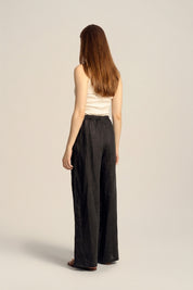 Sahara Linen Drawstring Pants - Black