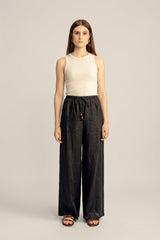 Sahara Linen Drawstring Pants - Black