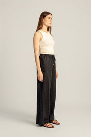 Sahara Linen Drawstring Pants - Black