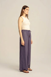 Sahara Petite Linen Drawstring Pants - Indigo