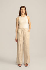 Sahara Linen Drawstring Pants - Natural