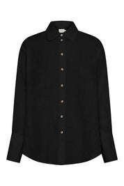 Serene Black Linen Shirt Ghost Image