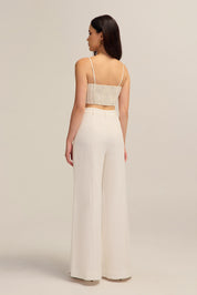 Serene White Linen Wide Leg Pants Back