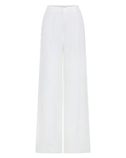 Serene White Linen Wide Leg Pants 