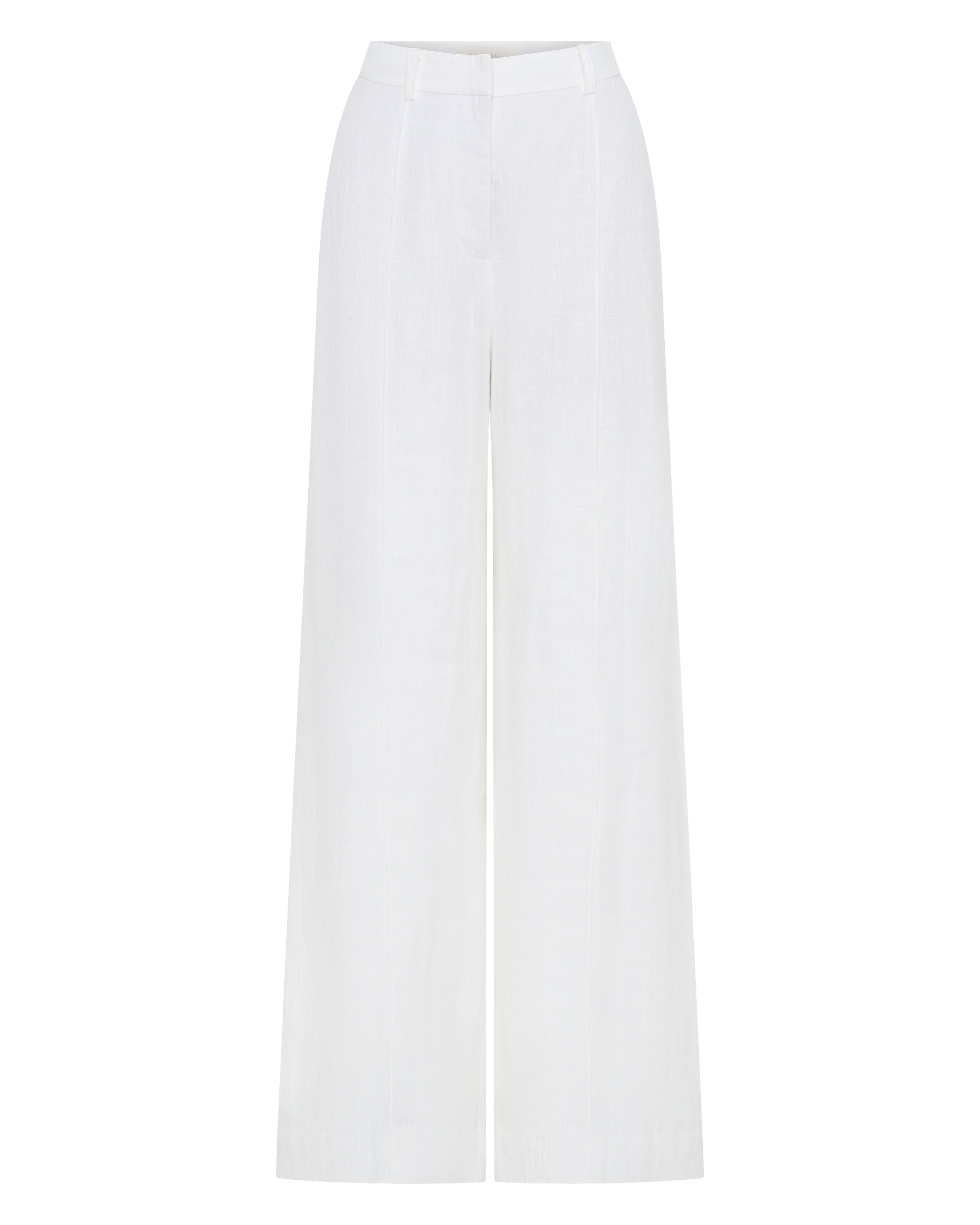 Serene White Linen Wide Leg Pants 