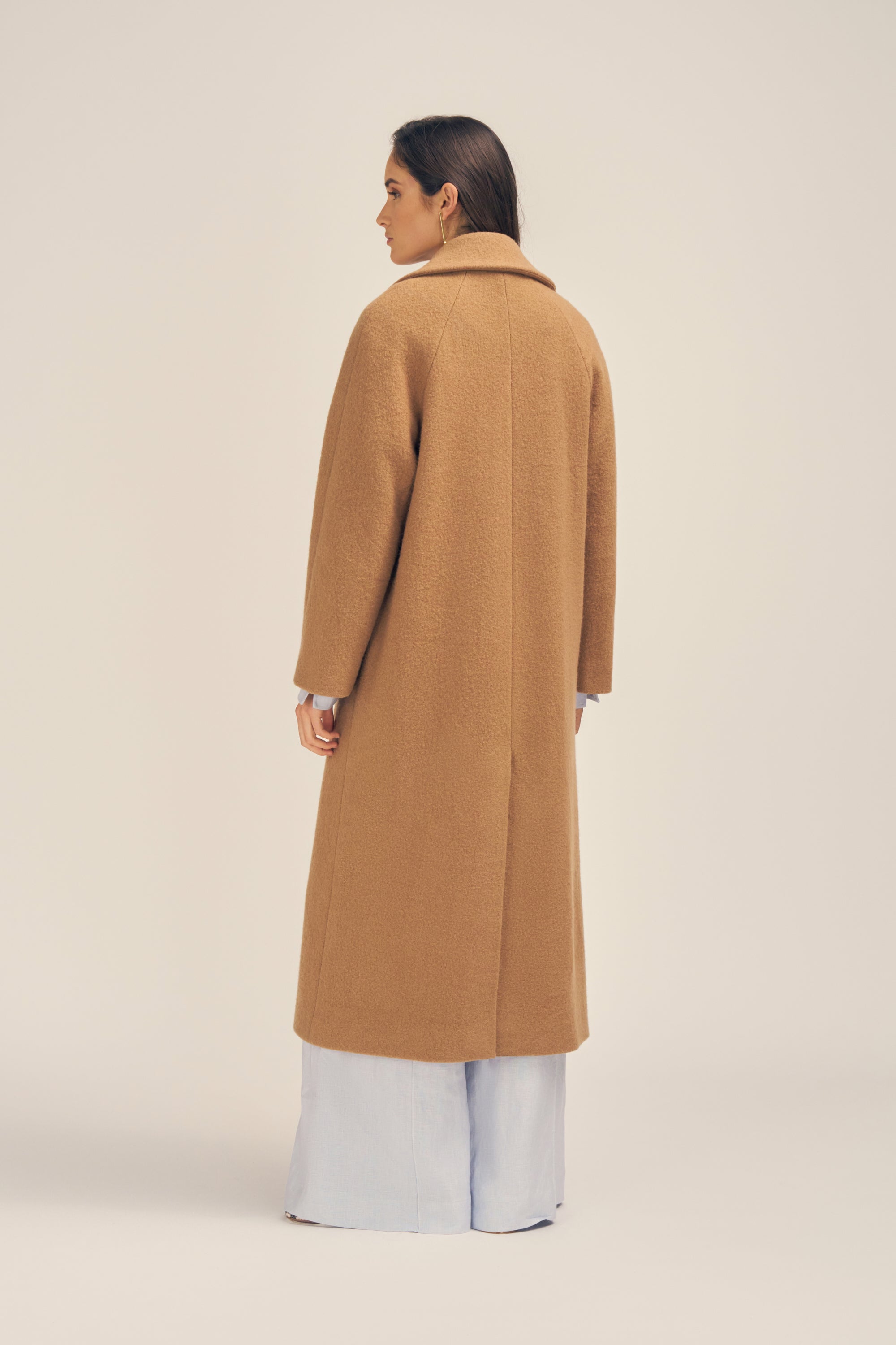 Solace Camel Textured Wool Coat Back