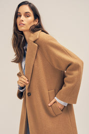 Solace Camel Textured Wool Coat Pocket