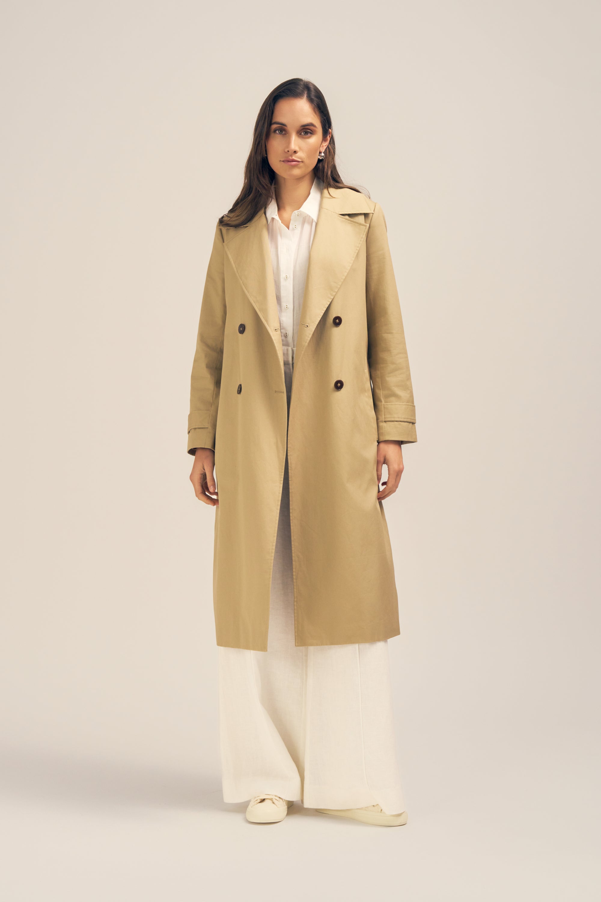 Tempest Water Resistant Khaki Trench Coat Front