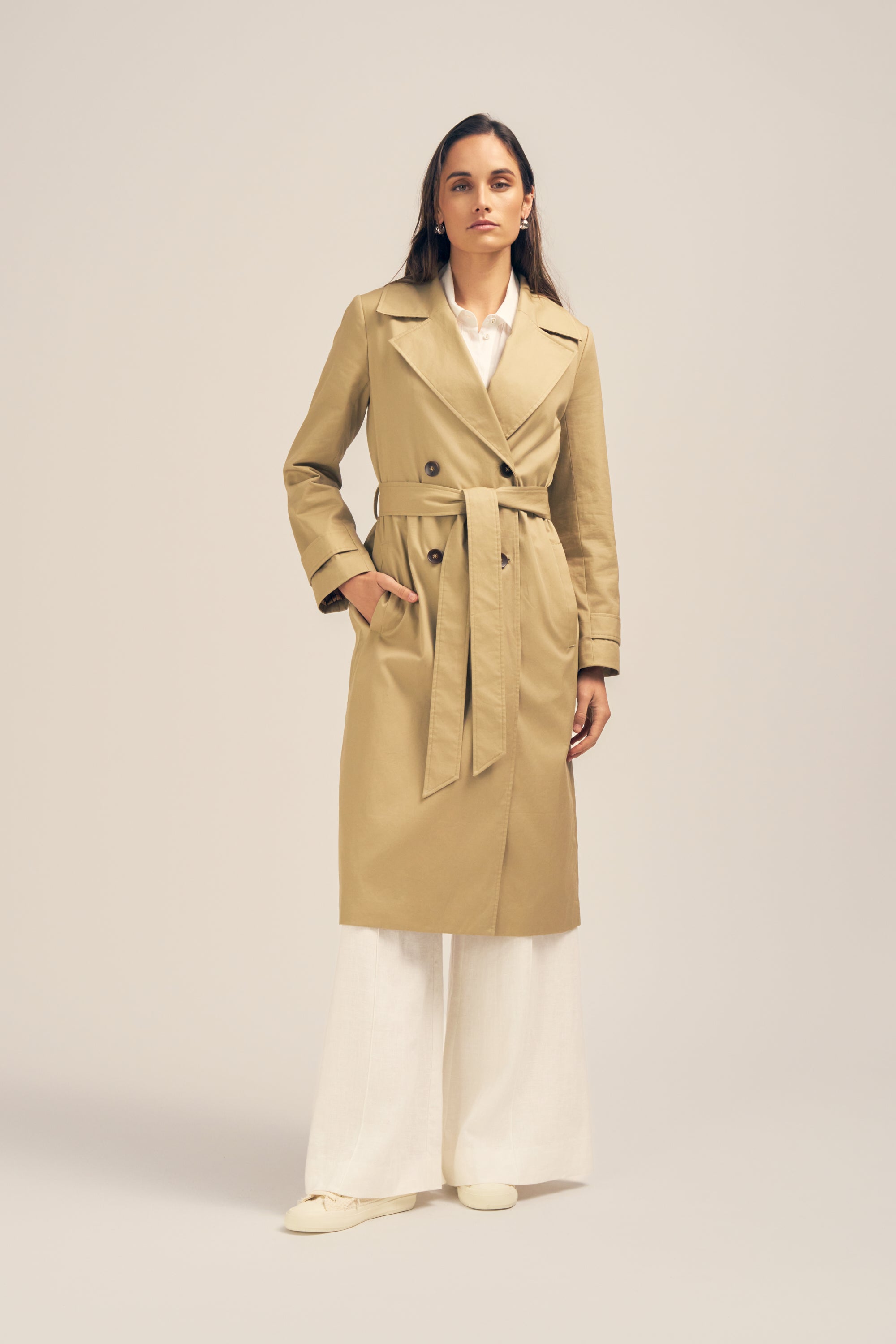 Tempest Water Resistant Khaki Trench Coat Wrap Belt