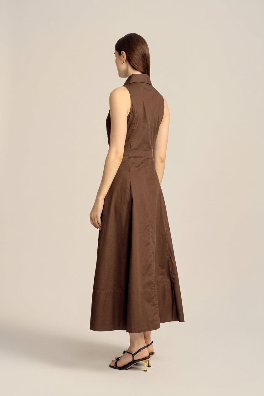 Vivienne Midi Shirt Dress - Bistre
