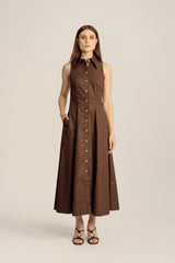 Vivienne Midi Shirt Dress - Bistre
