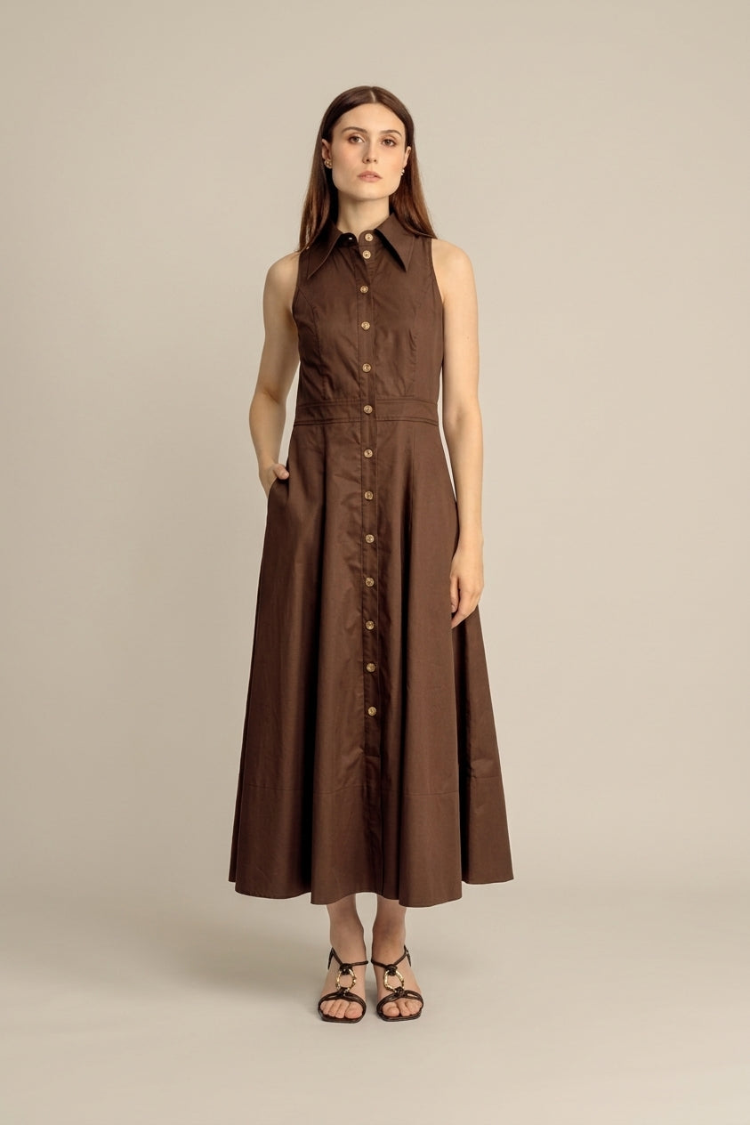 Vivienne Petite Midi Shirt Dress - Bistre
